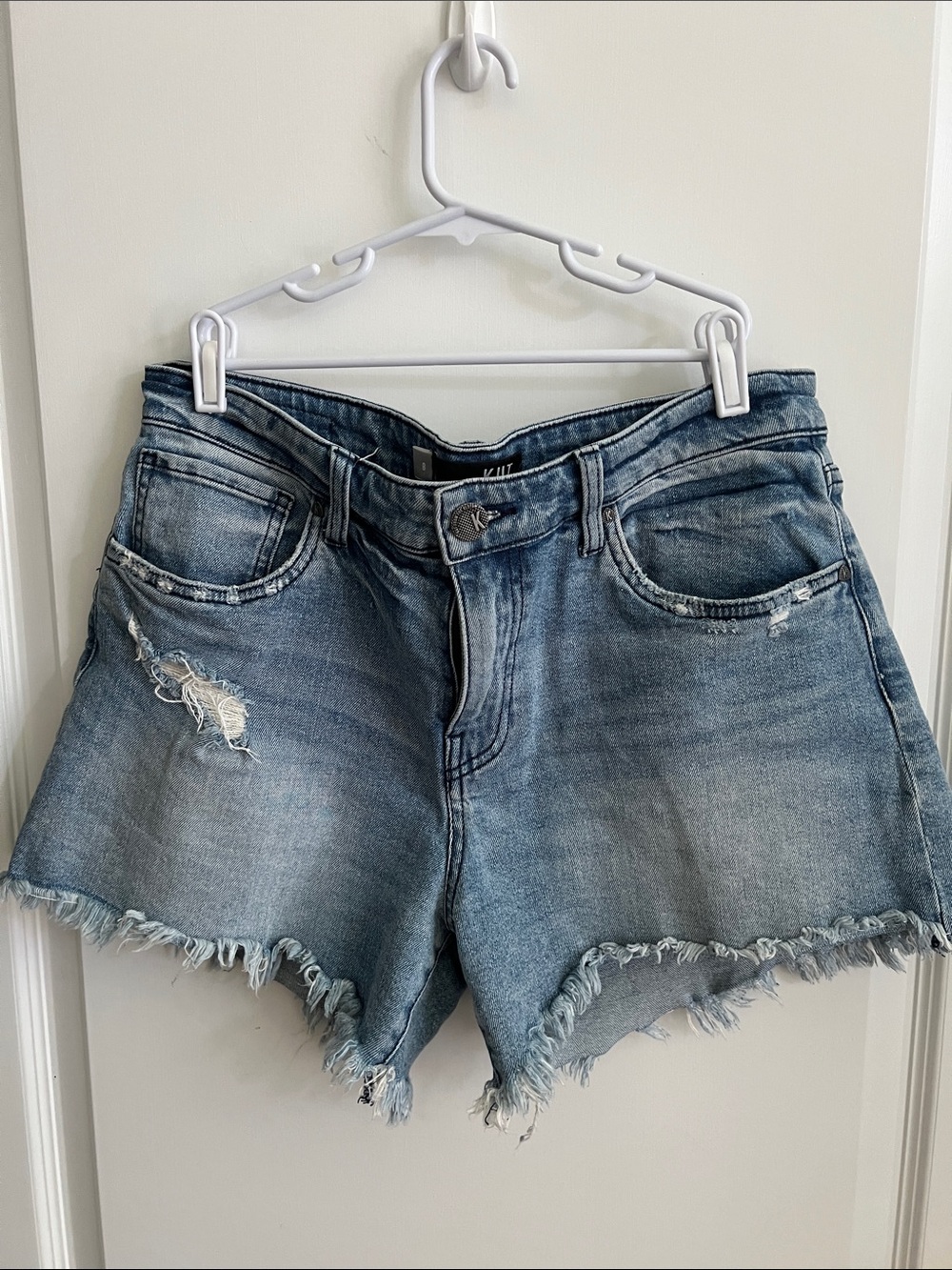 Kut from the Kloth Light Blue Distressed Denim Cutoff Shorts